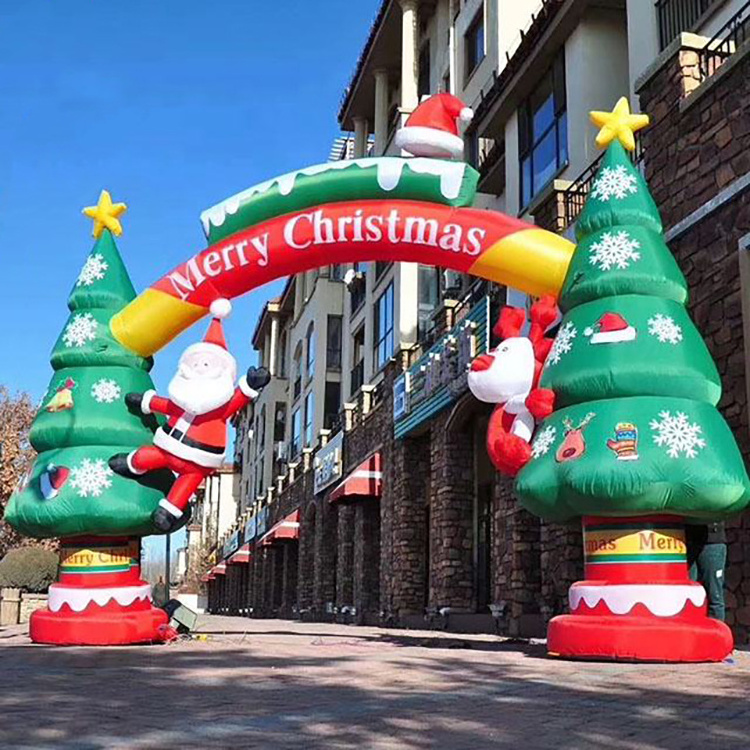 Giant Candy Cane Archway Gift Box Inflatable Arch For Christmas Event Exhibition Inflatable Arch