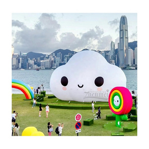 Ground giant inflatable cloud, LED decorative inflatable cloud balloon for parks