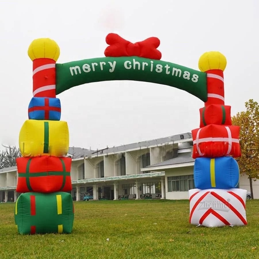 Giant Candy Cane Archway Gift Box Inflatable Arch For Christmas Event Exhibition Inflatable Arch