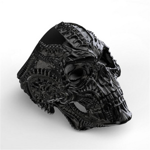 New Punk 316L Stainless Steel Alien Skull Ring for Men