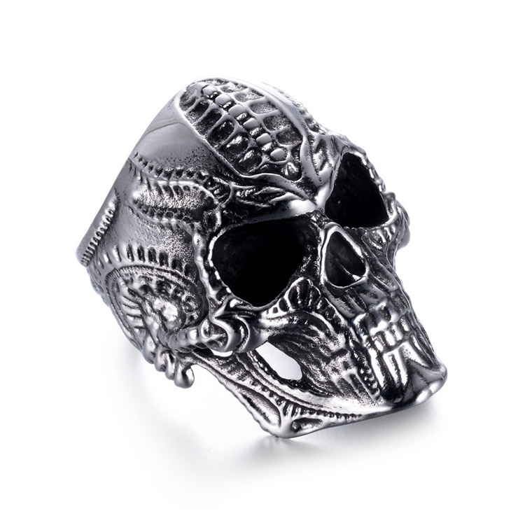 New Punk 316L Stainless Steel Alien Skull Ring for Men