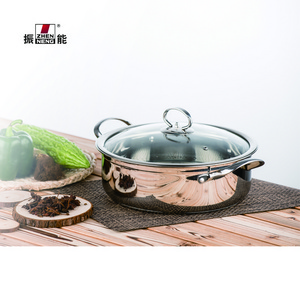 26cm Stainless Steel 304 Kitchen Cookware with Professional Double Bottom Hot Pot with Glass Cover