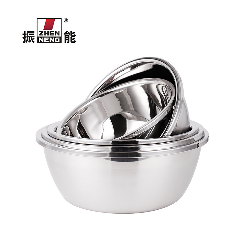 Wholesale 30CM stainless steel large capacity salad bowl soup bowl set deep mixing bowls for kitchen