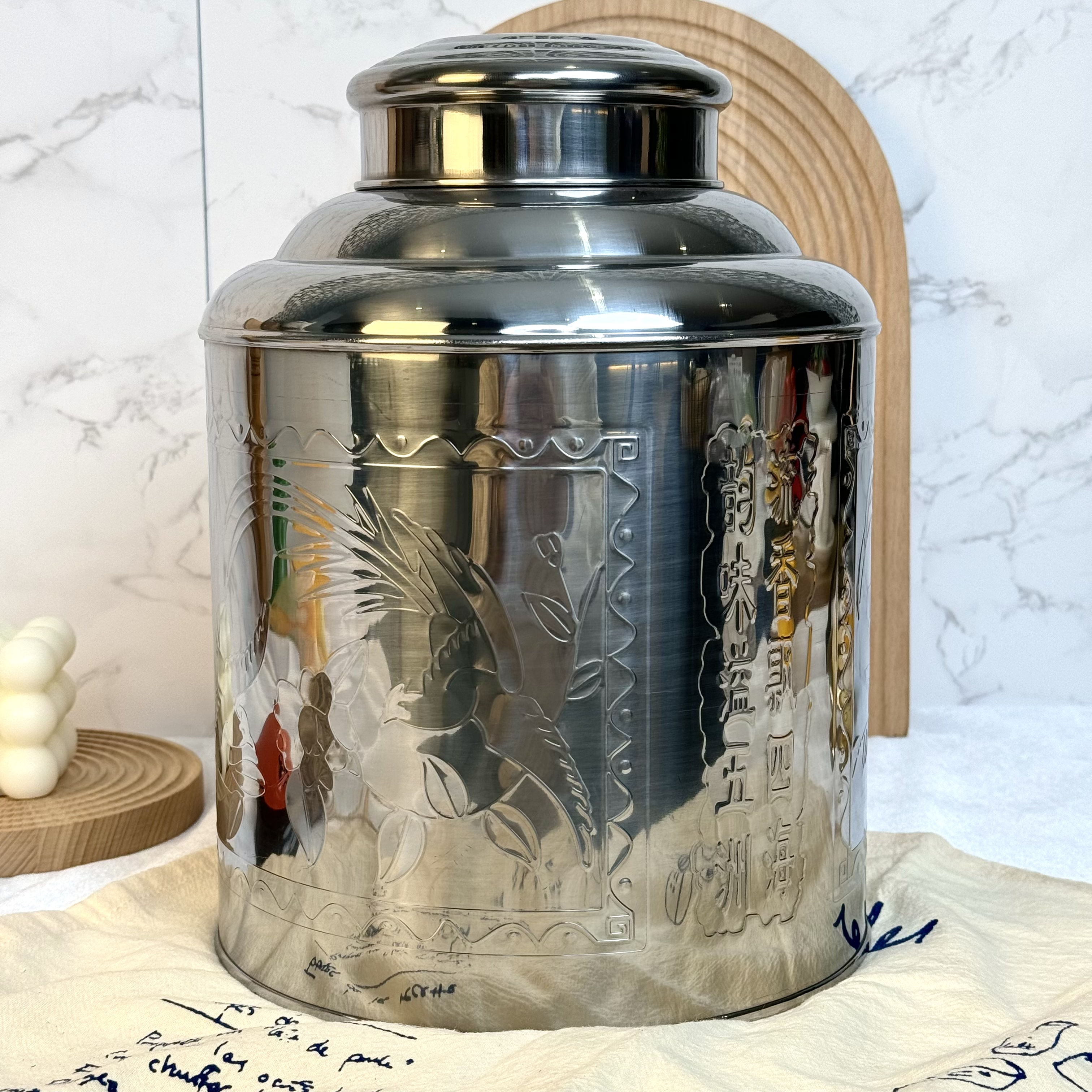 1000g High Quality Stainless Steel Tea Tin Can Kitchen Sealed Canister Jar Food Storage Container With Double Lid