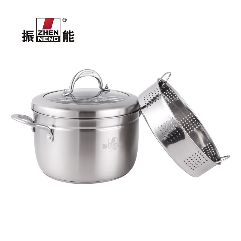 24cm Steamer Pot Stainless Steel Stockpot Hotpot Food Steamer Pot Cookware Household Cooking Tool Boiler Soup Steaming Pot