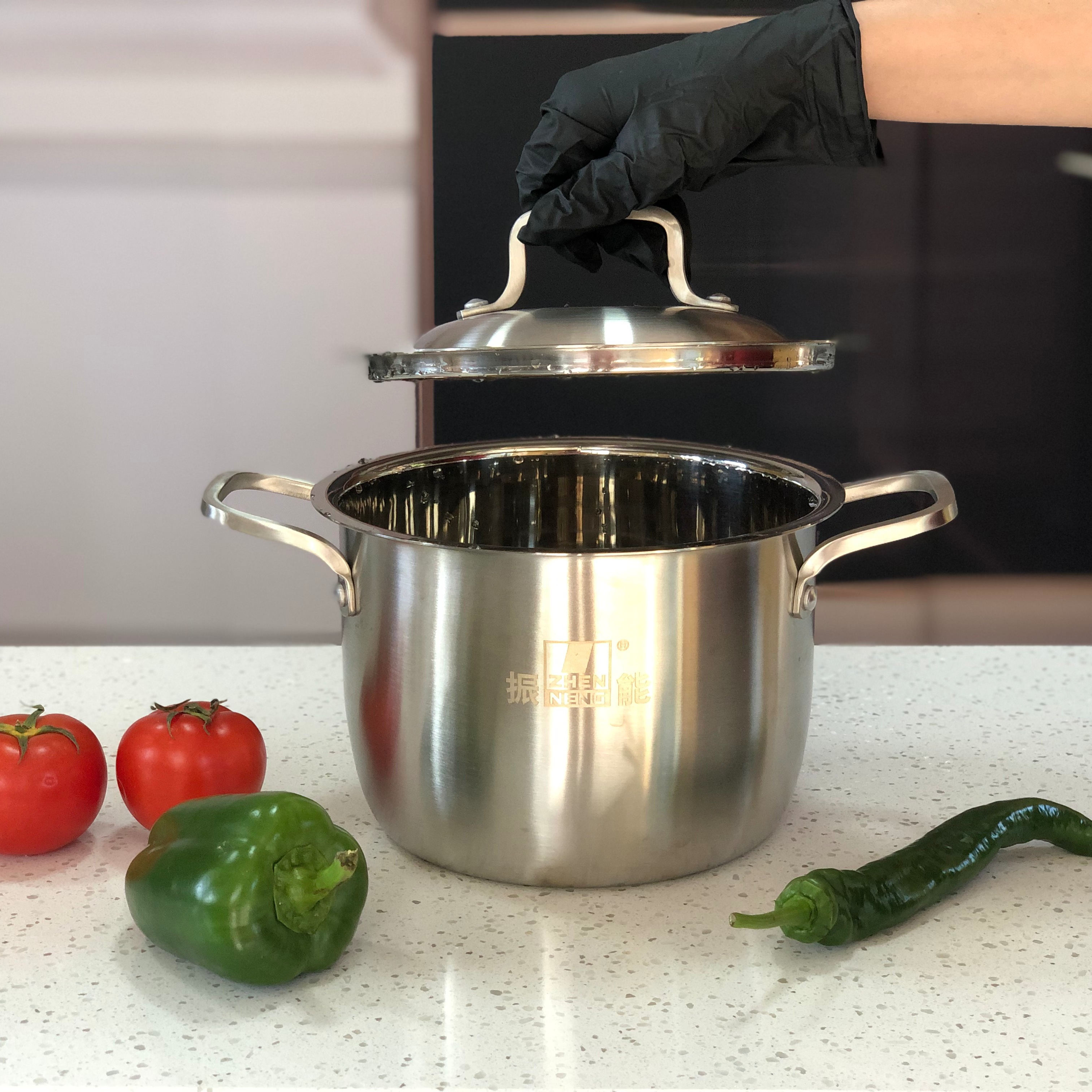 Factory direct sales stainless steel Stock soup cooking Pot with lid 20cm for kitchen cooking