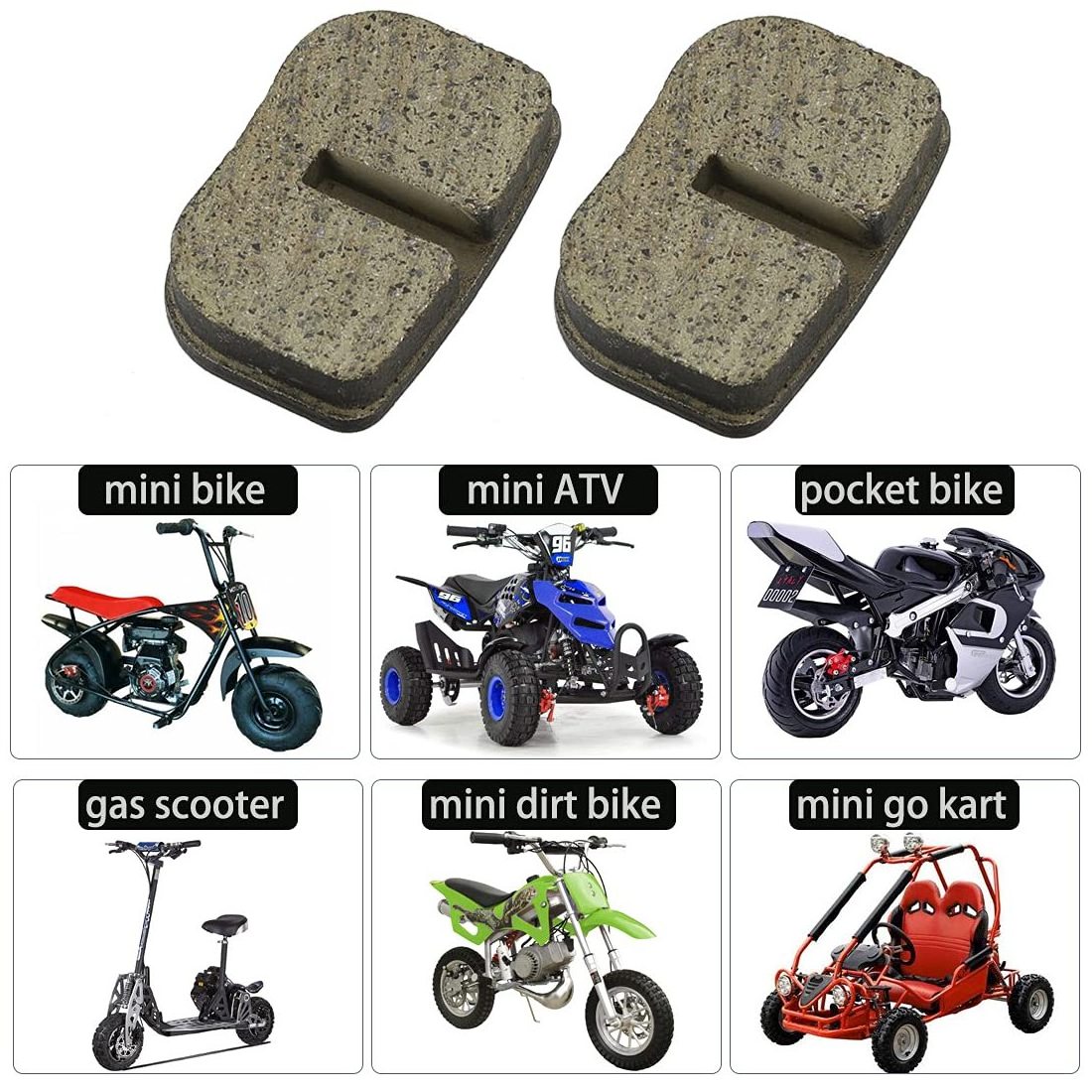 HIAORS Rear Disc Brake Pads for 97cc 2.8HP Mini Bike 33cc 43cc 47cc 49cc Mini ATV Gas Scooter Dirt Pocket Bike Baja DB30