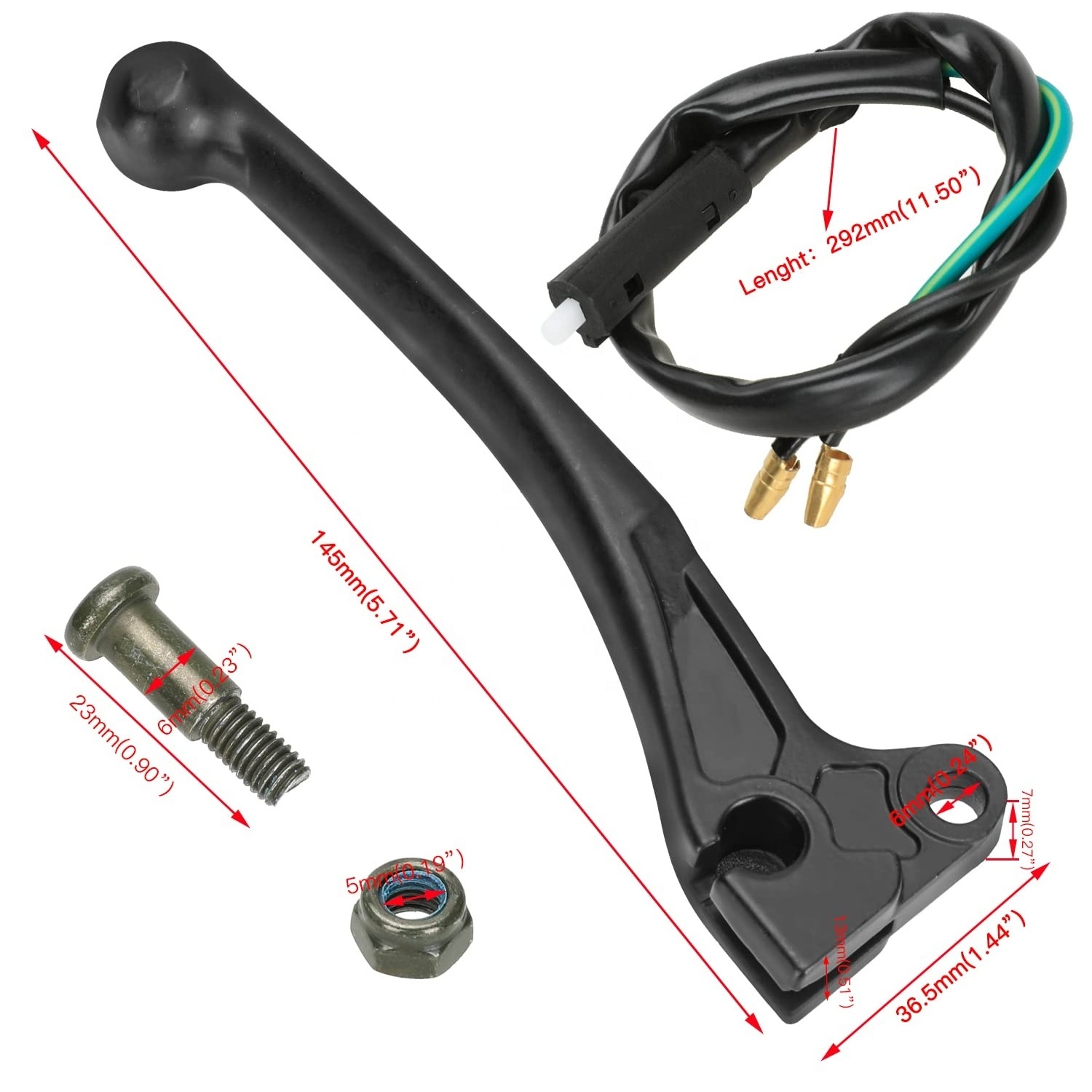 HIAORS Left Rear Brake Lever Handle for GY6 49cc 50cc 125cc 150cc SSR Lazer Chuckus Roketa Jonway Chinese Scooter Moped Parts