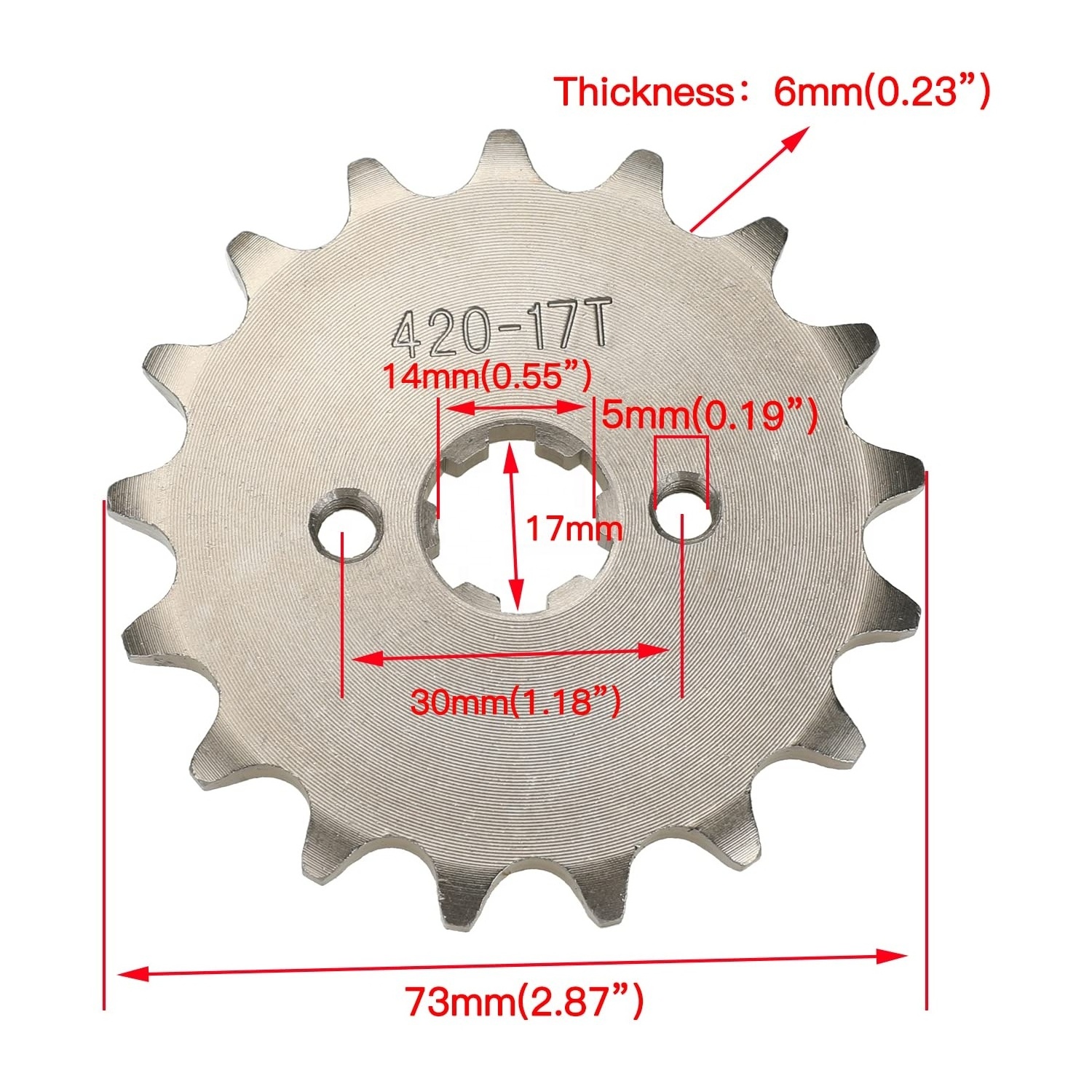 HIAORS Motorcycle  420-17T 17mm Front Engine Sprocket for 50-125cc 140cc 160cc ATV Go Kart Dirt Pit Mini Bike 4 Wheeler Moped