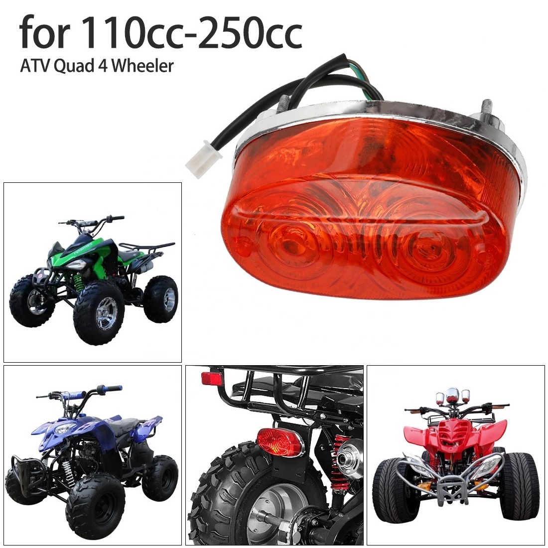 HIAORS 12V Rear Brake ATV Tail Light for Quad 4 Wheeler 110cc 125cc 150cc 200cc 250cc TaoTao Baja Yamoto Sunl Roketa