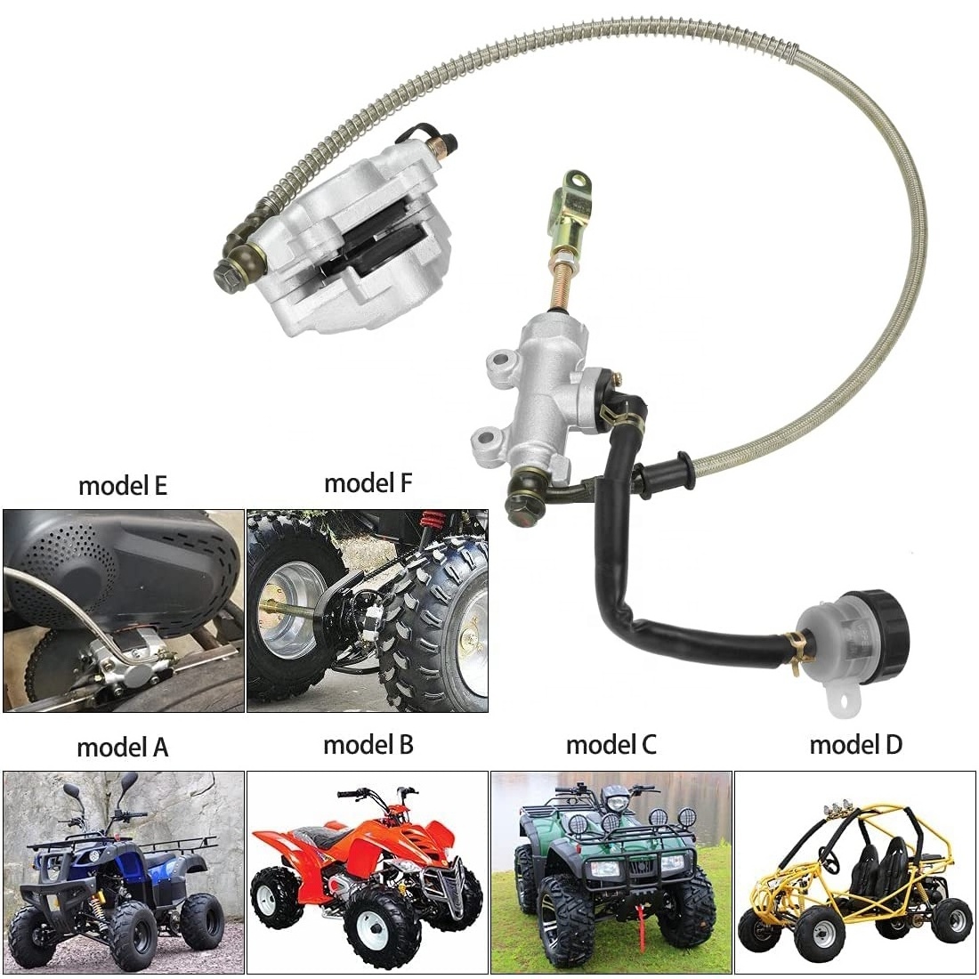 HIAORS Rear Foot Disc Hydraulic Brake Master Cylinder Caliper for 150 200cc 250cc Chinese ATV Quad Go Kart 4 Wheeler Dune Buggy