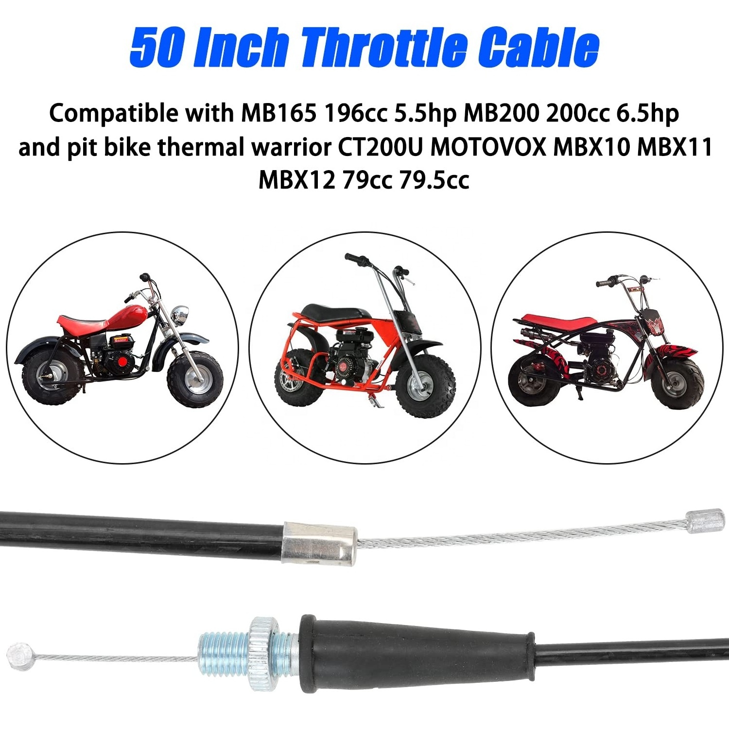 HIAORS Mini Bike Throttle Cable Assembly Handle Grip Kit for Coleman Baja Massimo Motovox 212cc 6.5hp Parts 22mm 7/8 Accessory