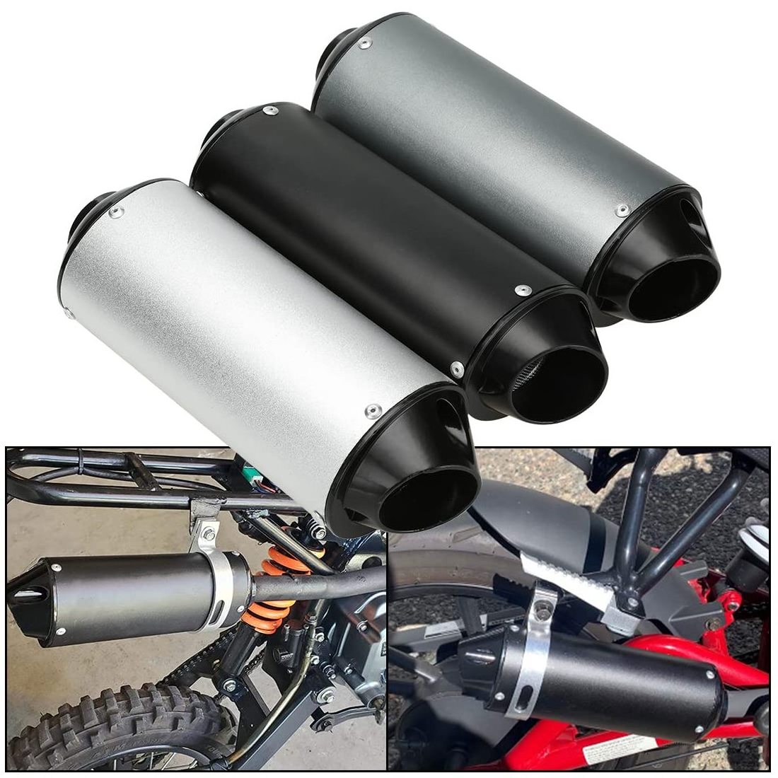 HIAORS 28mm Exhaust Pipe Muffler Clamp for 50cc 110cc 125cc Coolster Taotao Chinese Dirt Pit Bike Quad 4 Wheeler ATV Gray