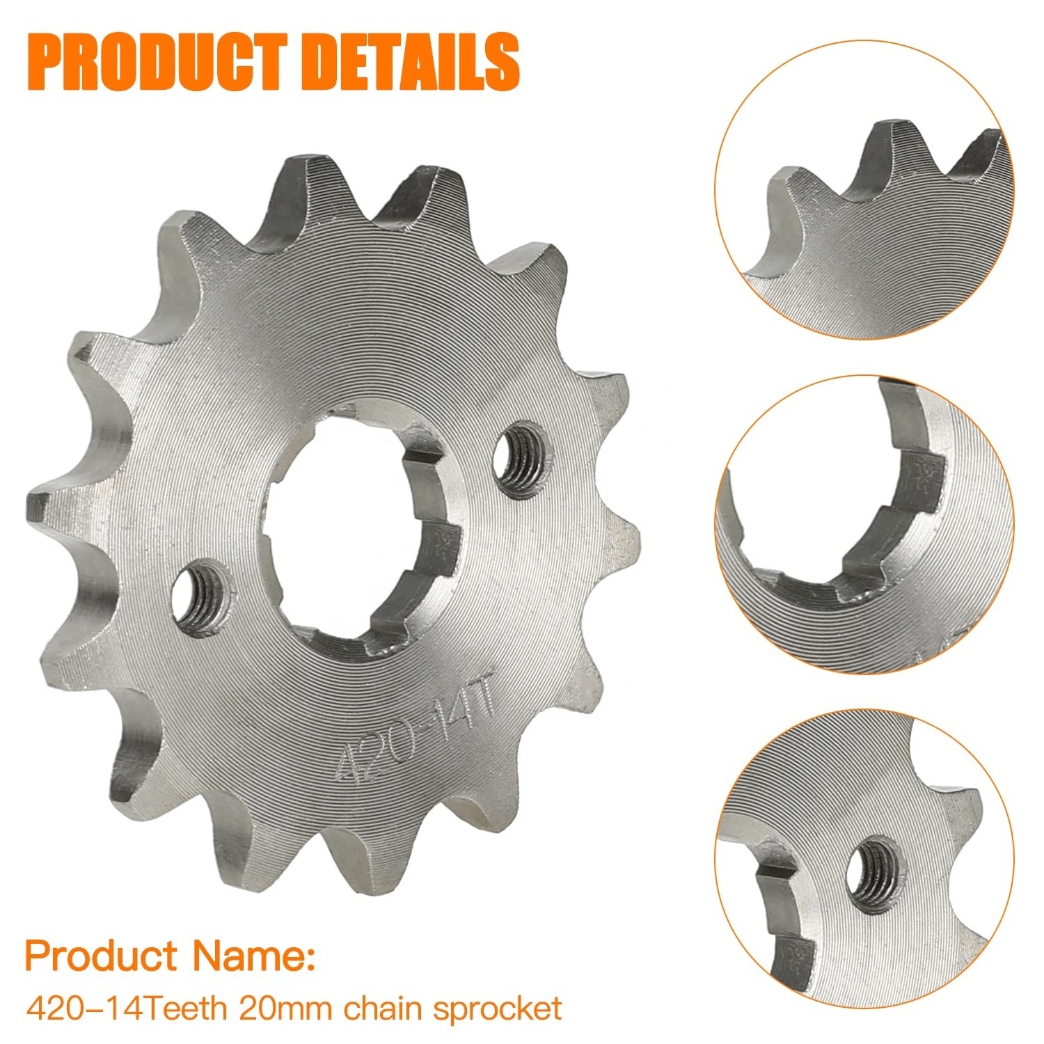 HIAORS 420-14T Front Engine Sprocket 20mm for XT125 SL100 Taotao Motorcycle Chinese Dirt Pit Bike Quad ATV 4 Wheeler Mini Bike