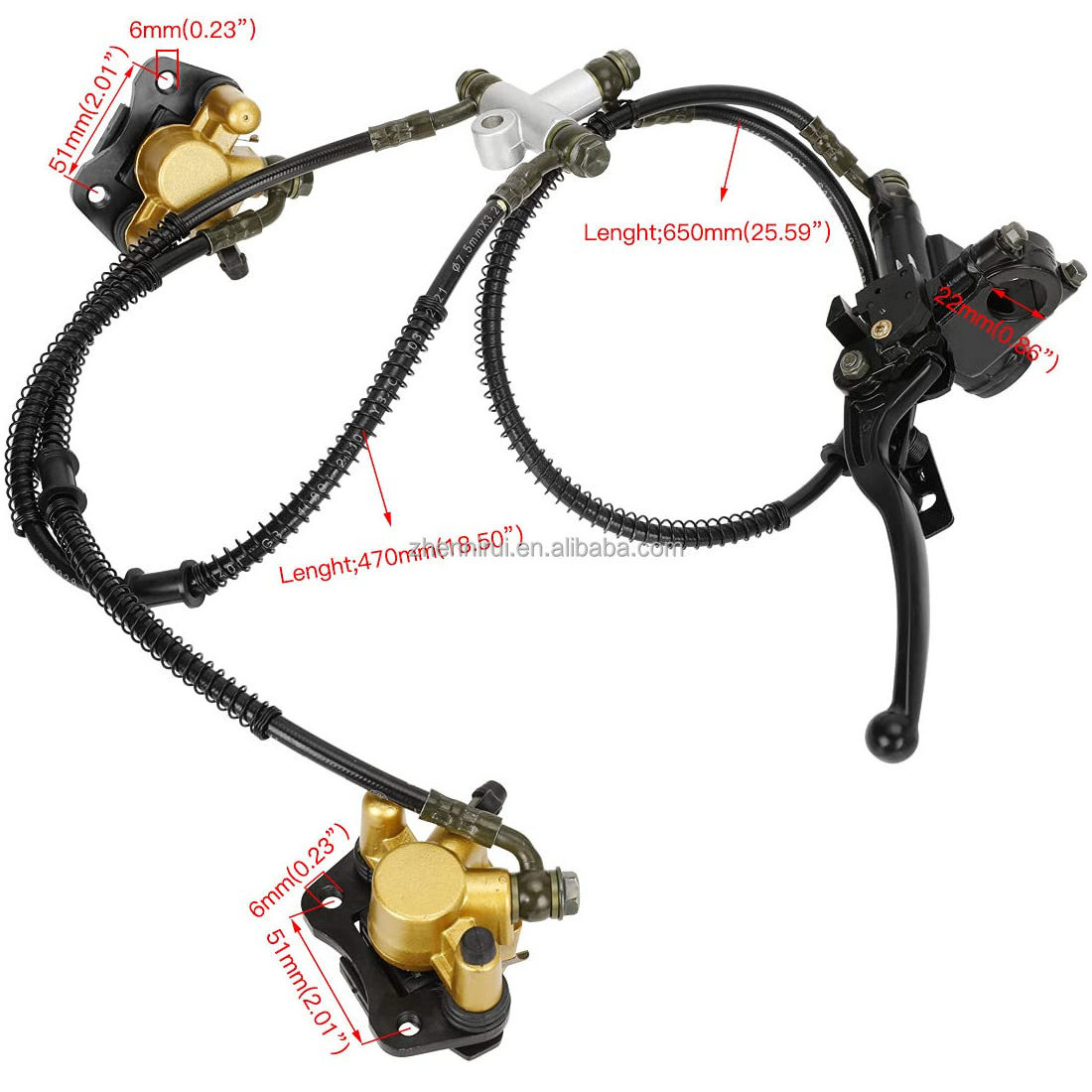 HIAORS Front Disc Brake Hydraulic Master Cylinder Caliper for 50cc 70cc 90cc 110cc 125cc Chinese ATV Quad 4 Wheeler