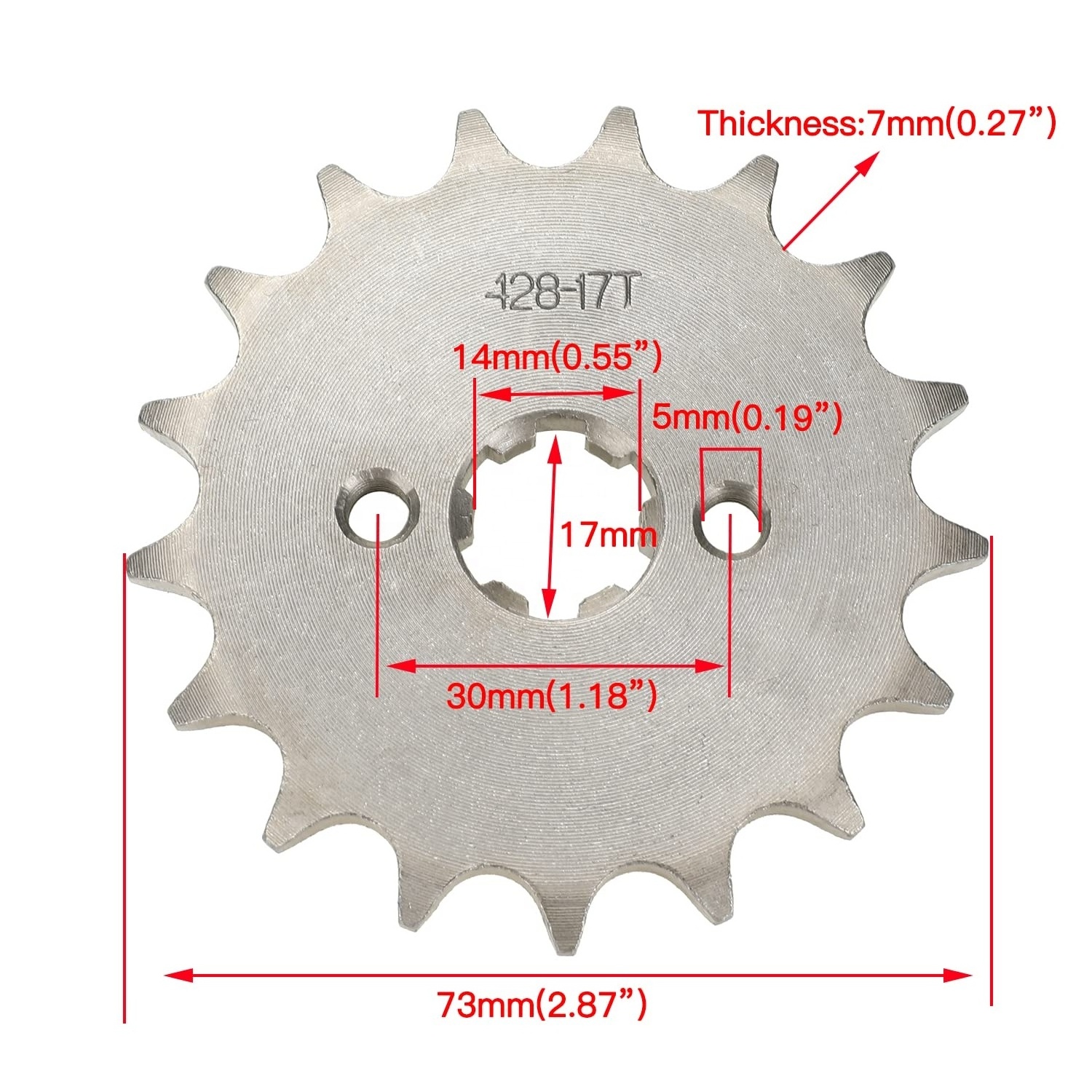 HIAORS Motorcycle Sprocket 428 17T 17mm Front Clone Engine for 50cc-160cc Dirt Pit Bike Mini Bike ATV Quad 4 Wheeler Moped