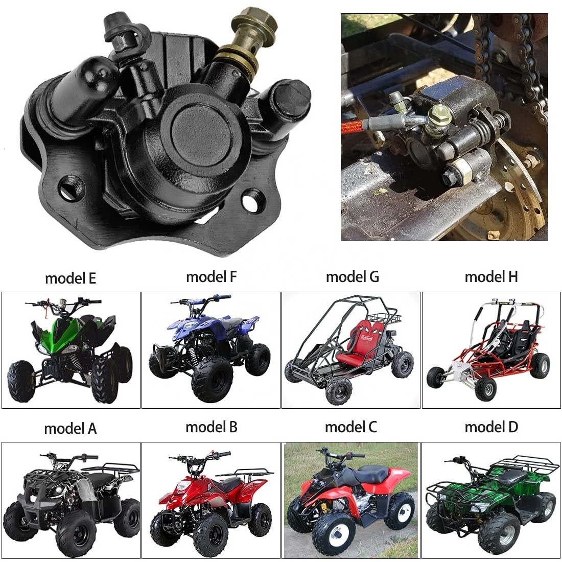 HIAORS Rear Hydraulic Disc Brake Caliper for 50 70 90cc 110cc 125cc 150cc 200cc 250cc Chinese ATV Quad Go Kart Dune Buggy Parts