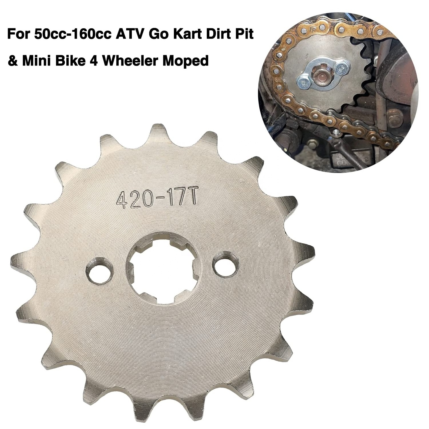 HIAORS Front 17T 20mm 420 Pitch Chain Sprocket for 50cc 70cc 90cc 110cc 125cc Dirt Pit Bike Mini Bike ATV 4 Wheeler Moped