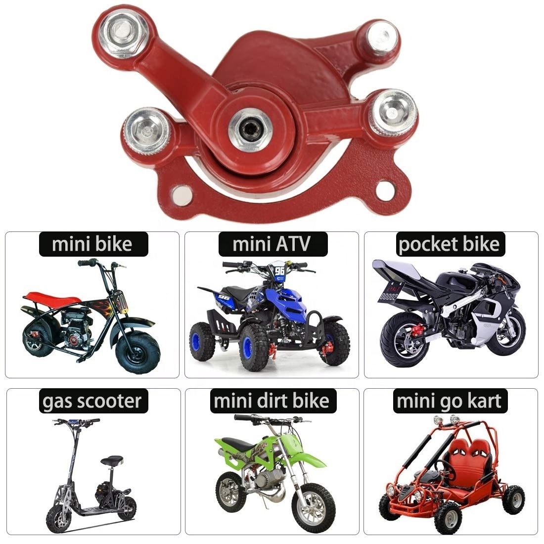 HIAORS Front Disc Brake Caliper for MM-B80 105cc Motovox MBX10 CT100U 47 49cc Mini Bike ATV Scooter Dirt Pocket Bike Go Kart Red