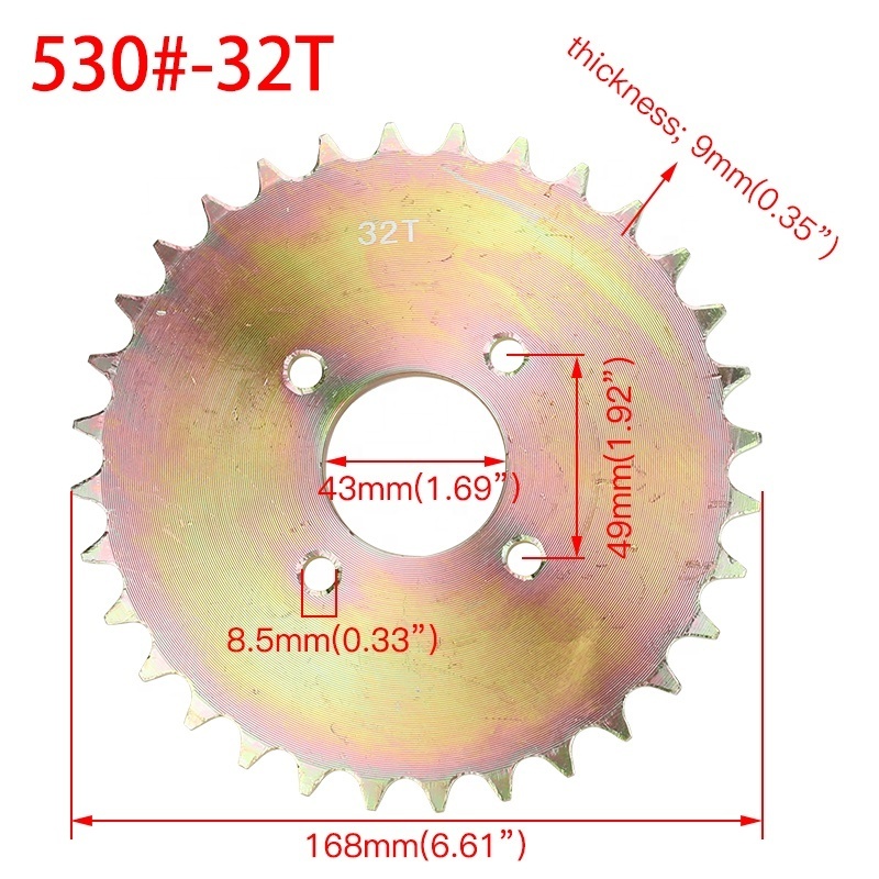 HIAORS 530 Live Axle 32T Tooth Sprocket for Kazuma 110cc Falcon 150cc 250cc Dingo Powersports Quad Bike ATV 4 Hole Glod Parts