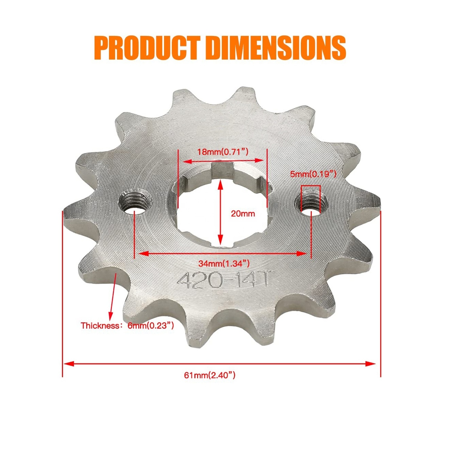 HIAORS 420-14T Front Engine Sprocket 20mm for XT125 SL100 Taotao Motorcycle Chinese Dirt Pit Bike Quad ATV 4 Wheeler Mini Bike