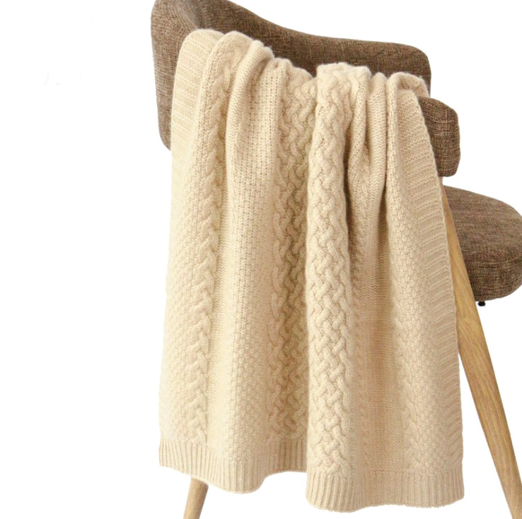 Luxury Knit Cable Baby Blanket Mongolian Pure Hand Knitted Organic 100% Cashmere Baby Blanket