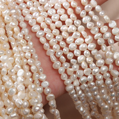 natural pearl baroque loose wholesale AA freshwater pearl in strand High quality white 5-6 mm Irregular Pearl Beads