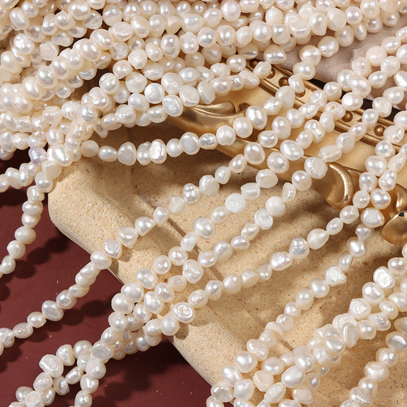 natural pearl baroque loose wholesale AA freshwater pearl in strand High quality white 5-6 mm Irregular Pearl Beads