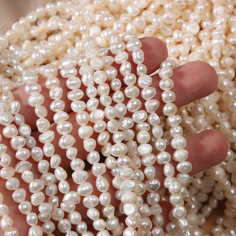 natural pearl baroque loose wholesale AA freshwater pearl in strand High quality white 5-6 mm Irregular Pearl Beads