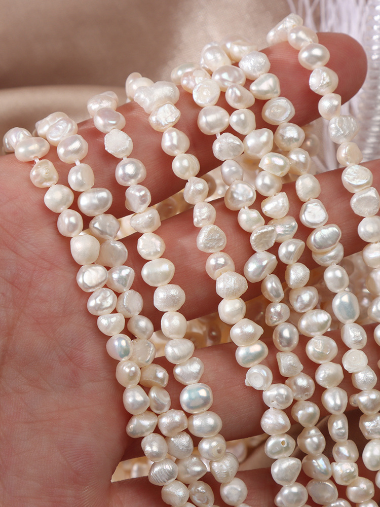 natural pearl baroque loose wholesale AA freshwater pearl in strand High quality white 5-6 mm Irregular Pearl Beads