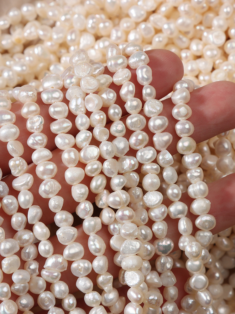 natural pearl baroque loose wholesale AA freshwater pearl in strand High quality white 5-6 mm Irregular Pearl Beads