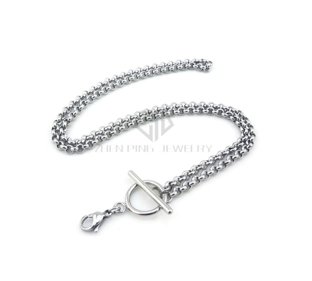 Simple silver 4mm rolo chain 14-24 inch can be choose stainless steel rolo chain with toggle and lobster clasp