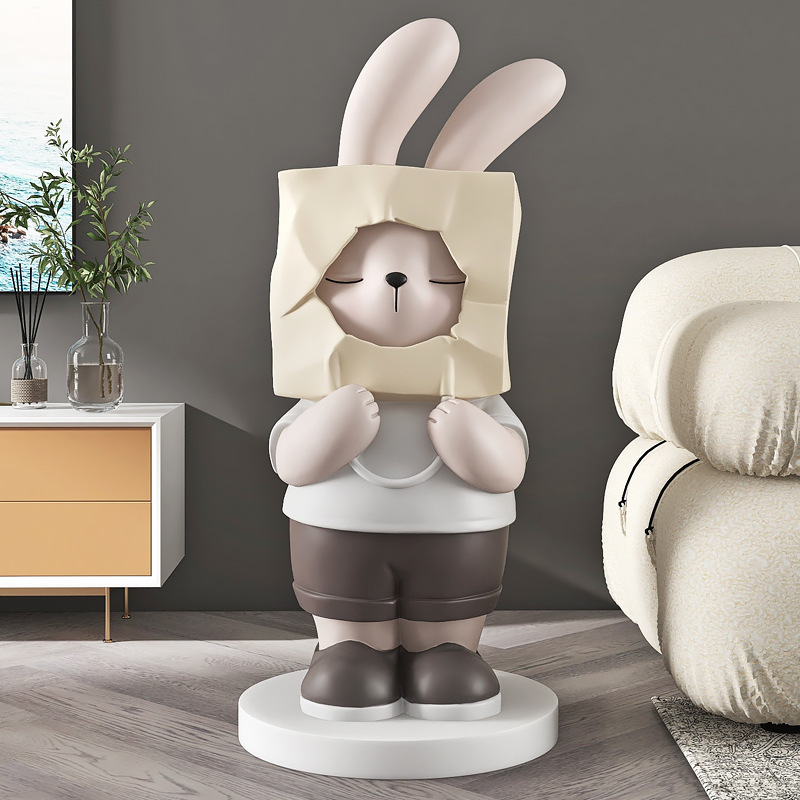 Modern Resin TV Cabinet Net Red Cartoon Rabbit Housewarming Decoration Simple yet Creative Large Floor Decorations for Home