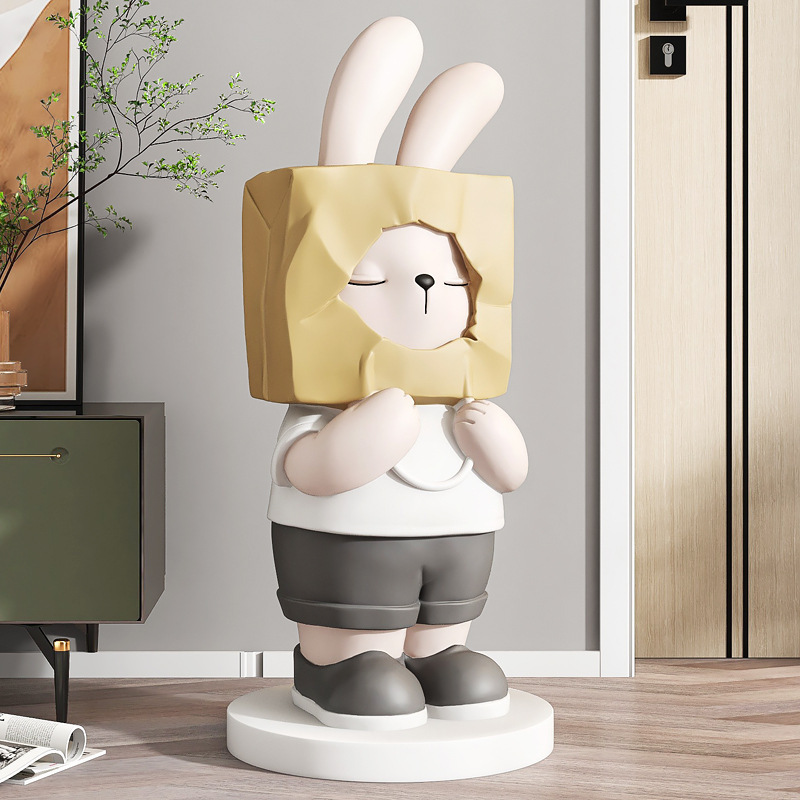 Modern Resin TV Cabinet Net Red Cartoon Rabbit Housewarming Decoration Simple yet Creative Large Floor Decorations for Home