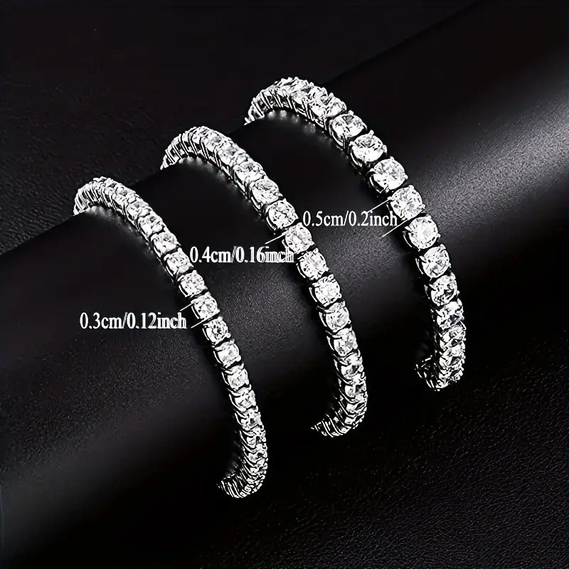 3MM to 5MM Luxury Moissanite Diamond Chain Tennis Bracelet 925 Sterling Silver for Women Fine Jewelry Bracelets & Bangles