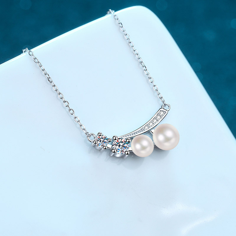 Custom Wholesale Fashion Jewelry 925 Silver Moissanite Necklaces Fine Pearl Diamond Pendant Anniversary Wife's Mother For Women