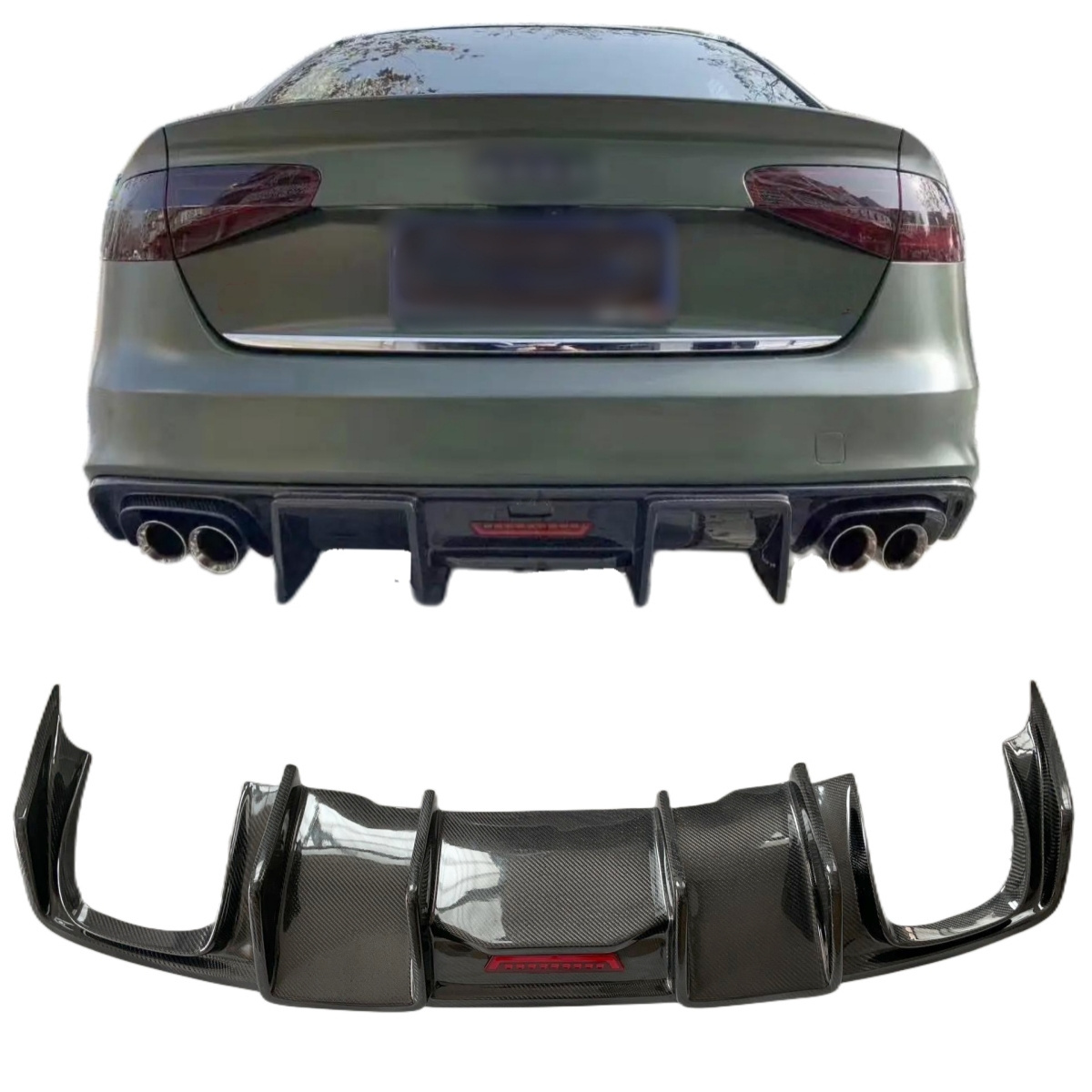 High quality carbon fiber diffuser For Audi S4 A4 B8.5 KB Style hole sale car rear bumper diffuser bodykit 2013-2016