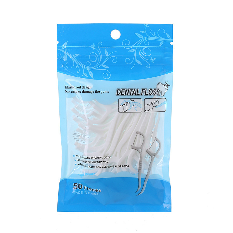 Bulk Custom Logo 100pcs vegan pla handle natural biodegradable floss picks silk floss dental floss pick