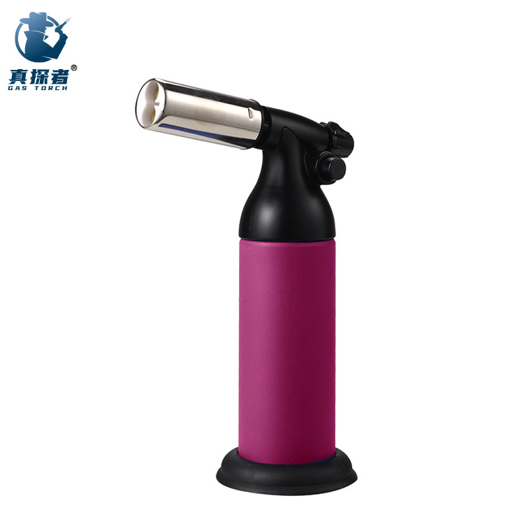 Gf-9262 Powerful Double Flame Metal Purple Butane Gas Torch Blazer Refillable Kitchen Turbine Torch Lighter Bunnings