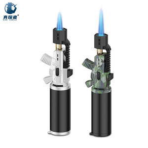 Gf-917 wholesale survival tool refillable wind proof gun shape blow butane torch lighter refill