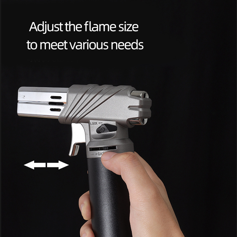 Gf908 Encendedor De Jet 2 Flame Adjustable Torch Dual Construction Refillable Piezo Butane Torch Lighter