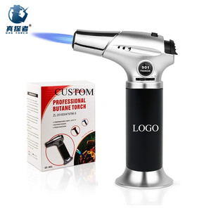 Gf901 Custom Logo High Quality Gas Kitchen Cigarettes Lighter Jet Flame Adjustable Butane Torch