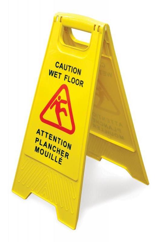 Yellow Wet Floor Caution A Collapsible Sign Bilingual Warning Signs For Commercial Use Potential Hazard