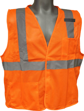 Class 2 Front Pockets Silver Orange Reflective Tape Heavy Woven Two Tone Engineer Safety Vest