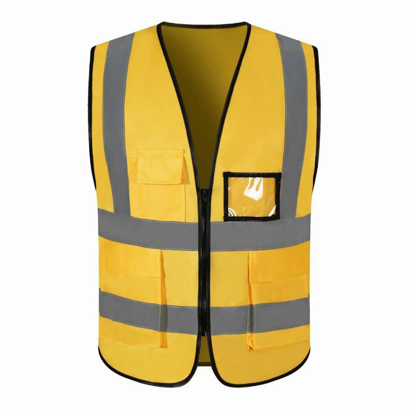 Hi-Vis Yellow Mesh Anti-Static Security Construction Work Black And Yellow Safety Vest Reflective