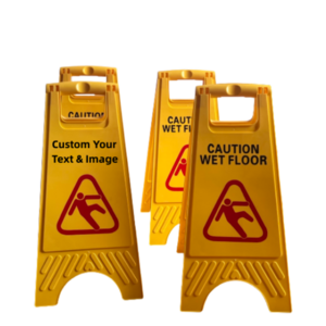 Yellow Wet Floor Caution A Collapsible Sign Bilingual Warning Signs For Commercial Use Potential Hazard