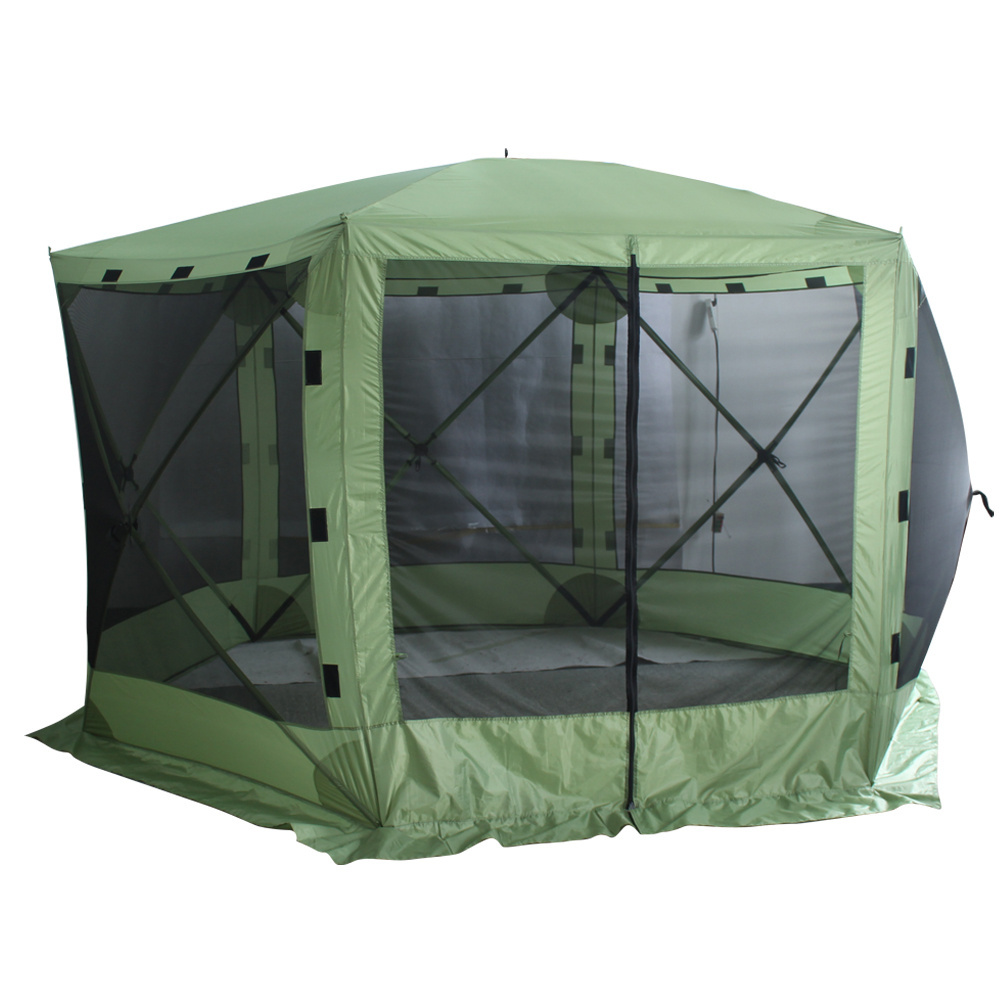 Portable Pop-Up Outdoor Camping Gazebo Screen Tent 6 Sided Canopy Shelter with Ground Stakes & Carry Bag