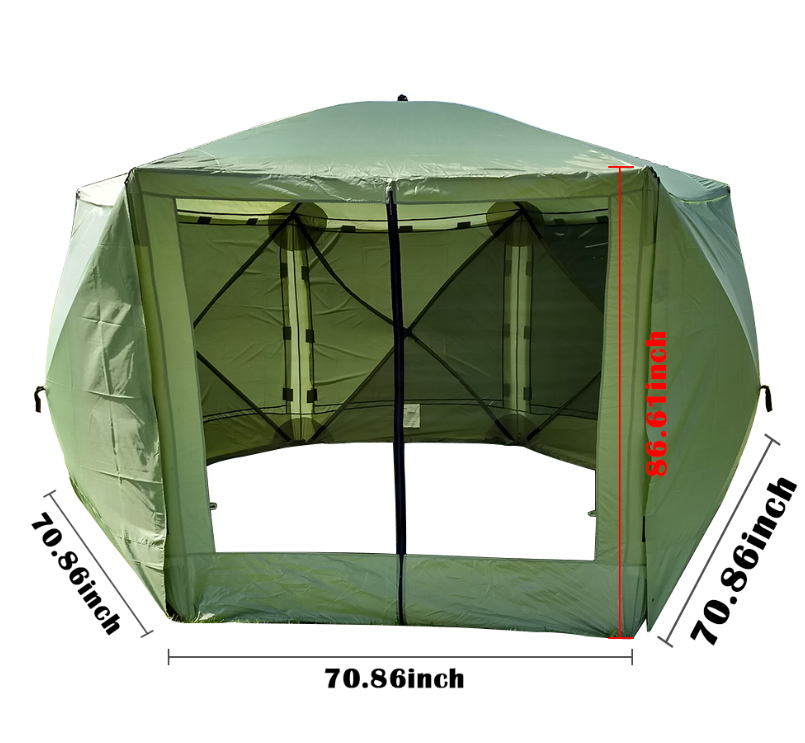 Portable Pop-Up Outdoor Camping Gazebo Screen Tent 6 Sided Canopy Shelter with Ground Stakes & Carry Bag