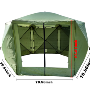 Portable Pop-Up Outdoor Camping Gazebo Screen Tent 6 Sided Canopy Shelter with Ground Stakes & Carry Bag