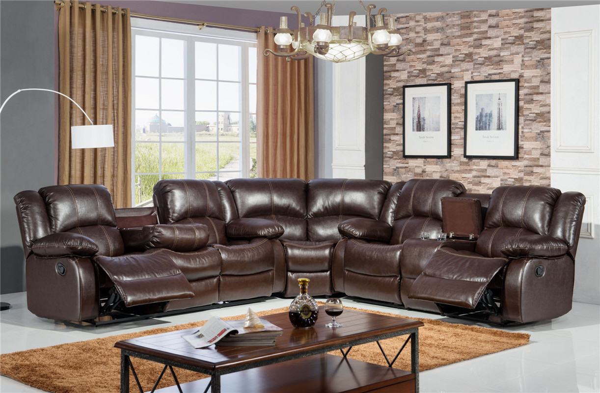 modern reclining PU LEATHER sofa for living room reclining sectional sofas